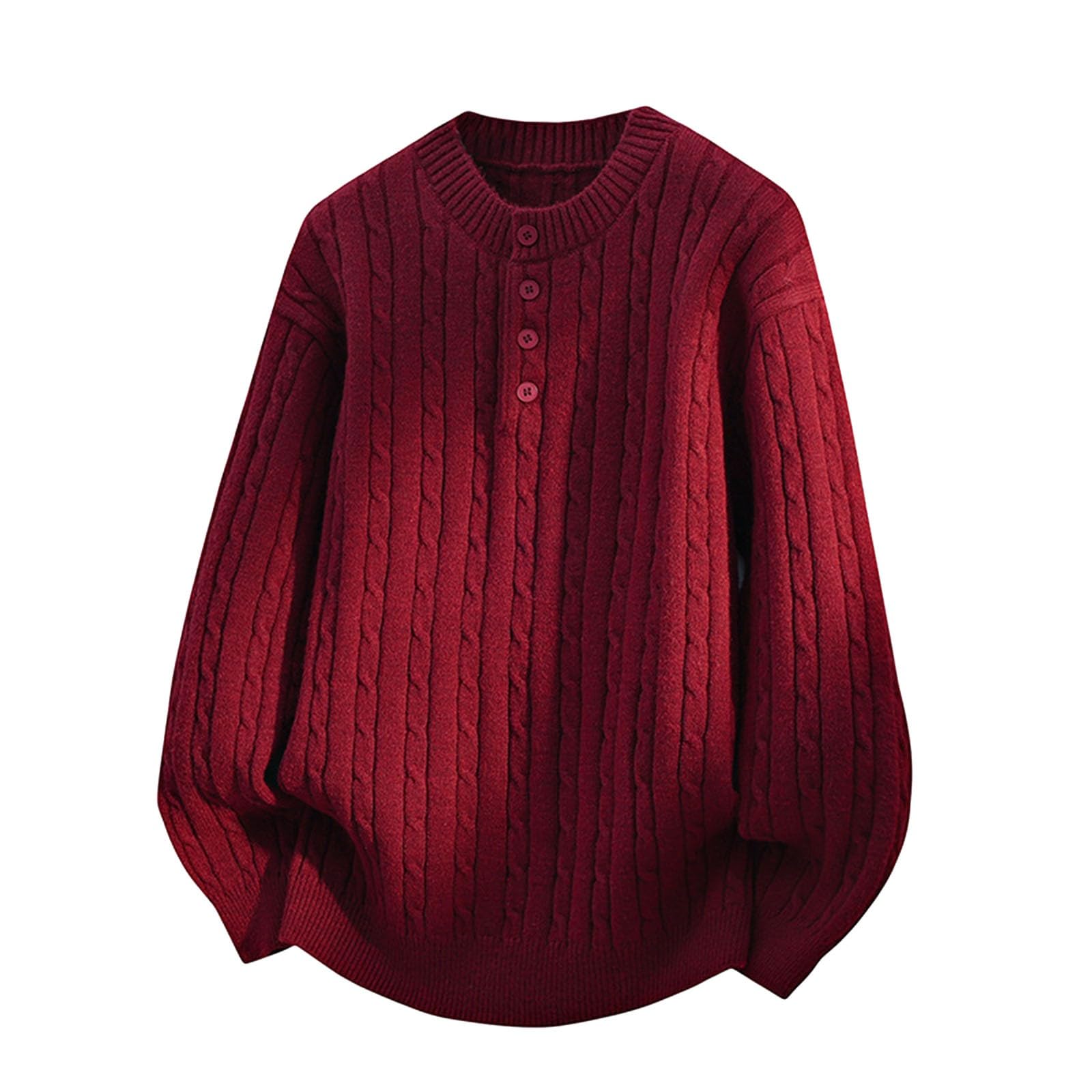 Suéter de punto grueso, abrigo de cuello redondo de moda, jersey de gran tamaño, suave, cálido, mezcla de invierno, ropa informal cómoda.