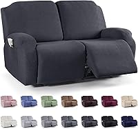 Vista 8 de KinCam Fundas para Reclinables, Fundas Elásticas para Sillas Reclinables, Fundas para Sofá Reclinable con Diseño de Rayas Jacquard, Fundas