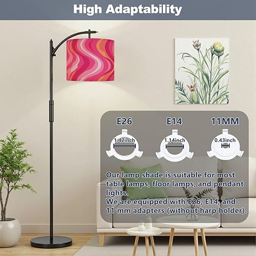 Miniatura 7 de Drum Lamp Shade Pink psychedelic seamless Retro 70s 90s 00s style Groovy waves texture Lampshade for Floor Lamps Table Lamps Pendant Light 11"x8.9"