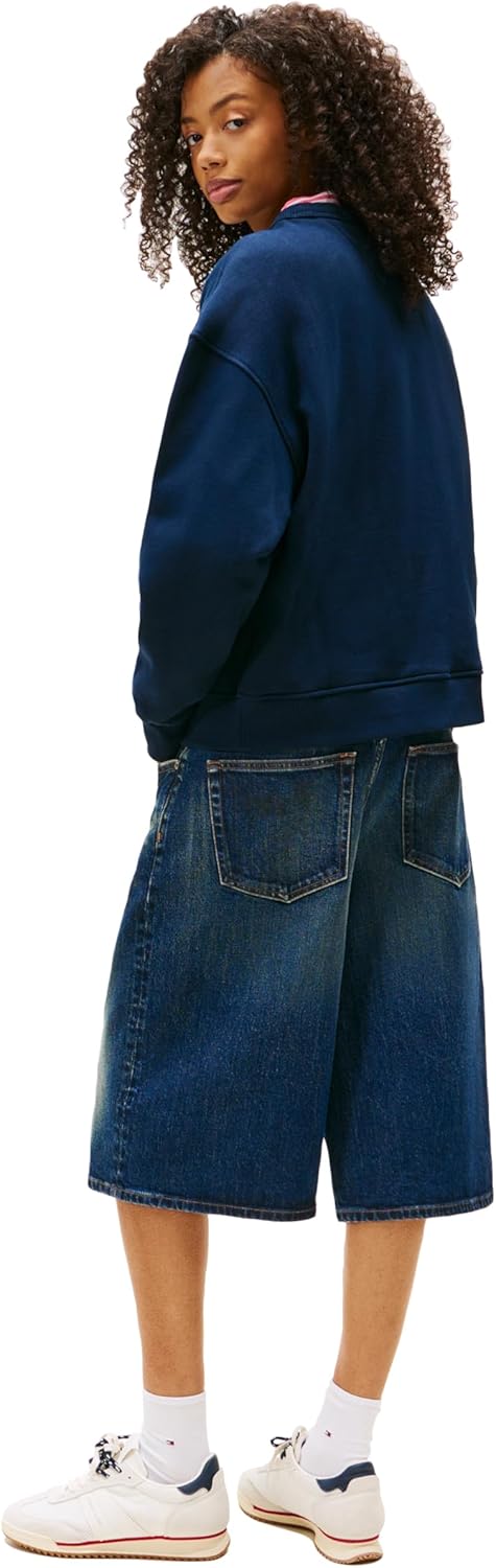 Tommy Jeans Women's Medium Weight Pullover Crewneck with Center Embroidered Flag Logo - Image 4