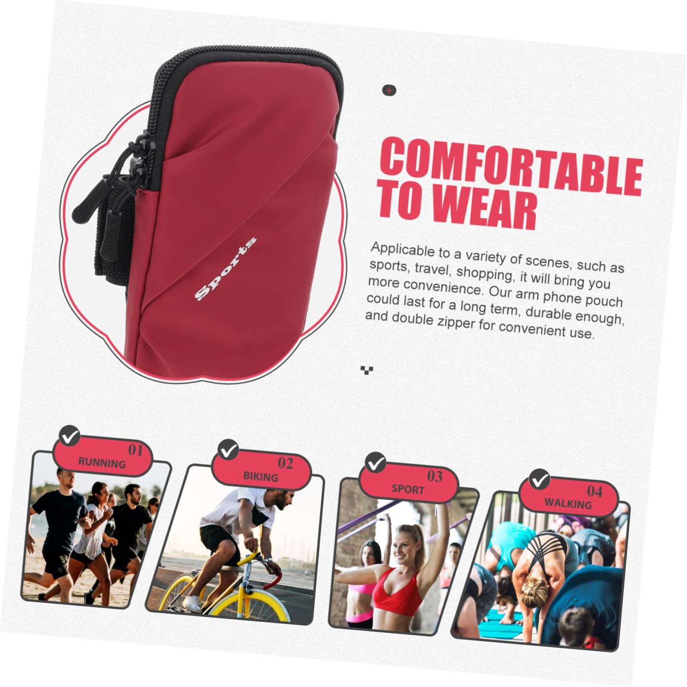 Gatuida 3pezzi Fascia Sportiva Per Smartphone Borsa Porta Telefono e Leggera Accessorio Per Corsa e Allenamento Design Elastico Con Doppia Cerniera e Materiale Resistente