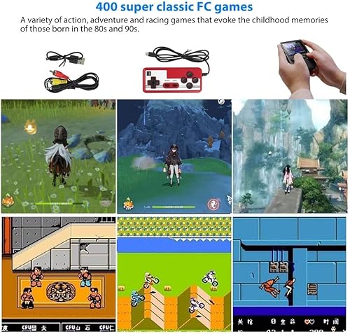 Miniatura 4 de Consolas de juegos portátiles de 3 pulgadas 400 en 1 consola de videojuegos retro 8 bits Jugadores de juegos de mano Gamepads para niños regalo