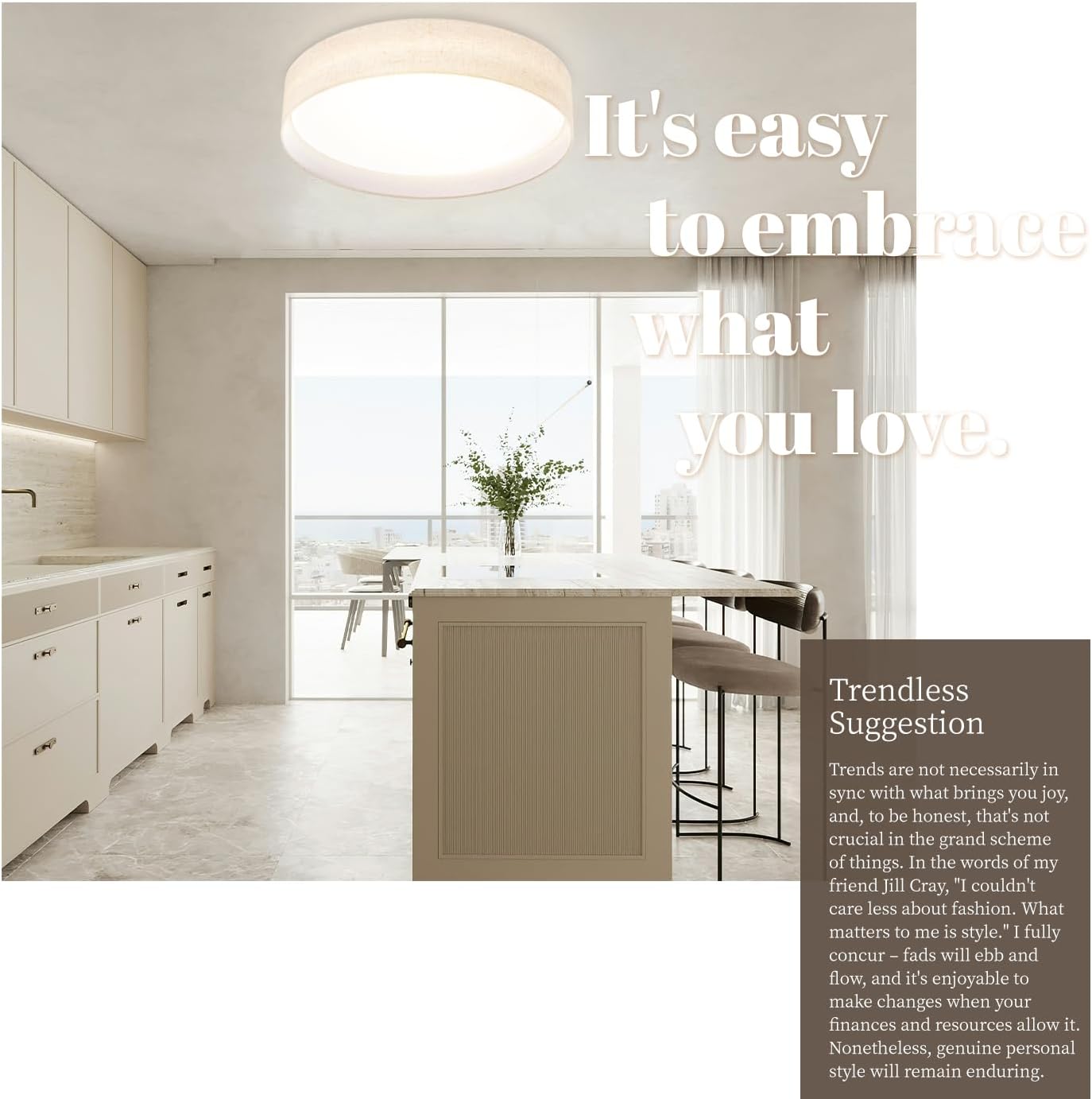 Hamilyeah LED Flush Mount Ceiling Light 20 inch, 48W Close to Ceiling Light with Fabric Shade 5CCT, Dimmable Light Fixture Ceiling Mount for Living Room, Dining Room,Foyer,Bedroom