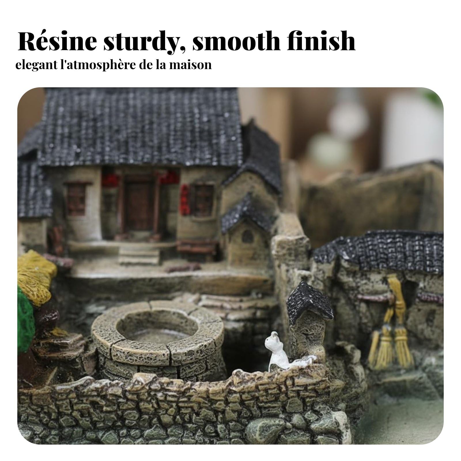 Casa in Resina Miniatura Rustica Modellino Casale Cinese Scultura Country Ornamento Tradizionale Materiale Resina Finiture Curate Adatta a Scrivania, 24 18 12cm, Stile 4