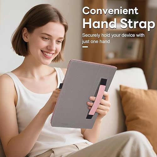 Miniatura 10 de RSAquar Funda para T-Mobile Revvl Tab 5G 2023 lanzada, funda de poliuretano premium con encendido automático, correa de mano y soporte plegable,