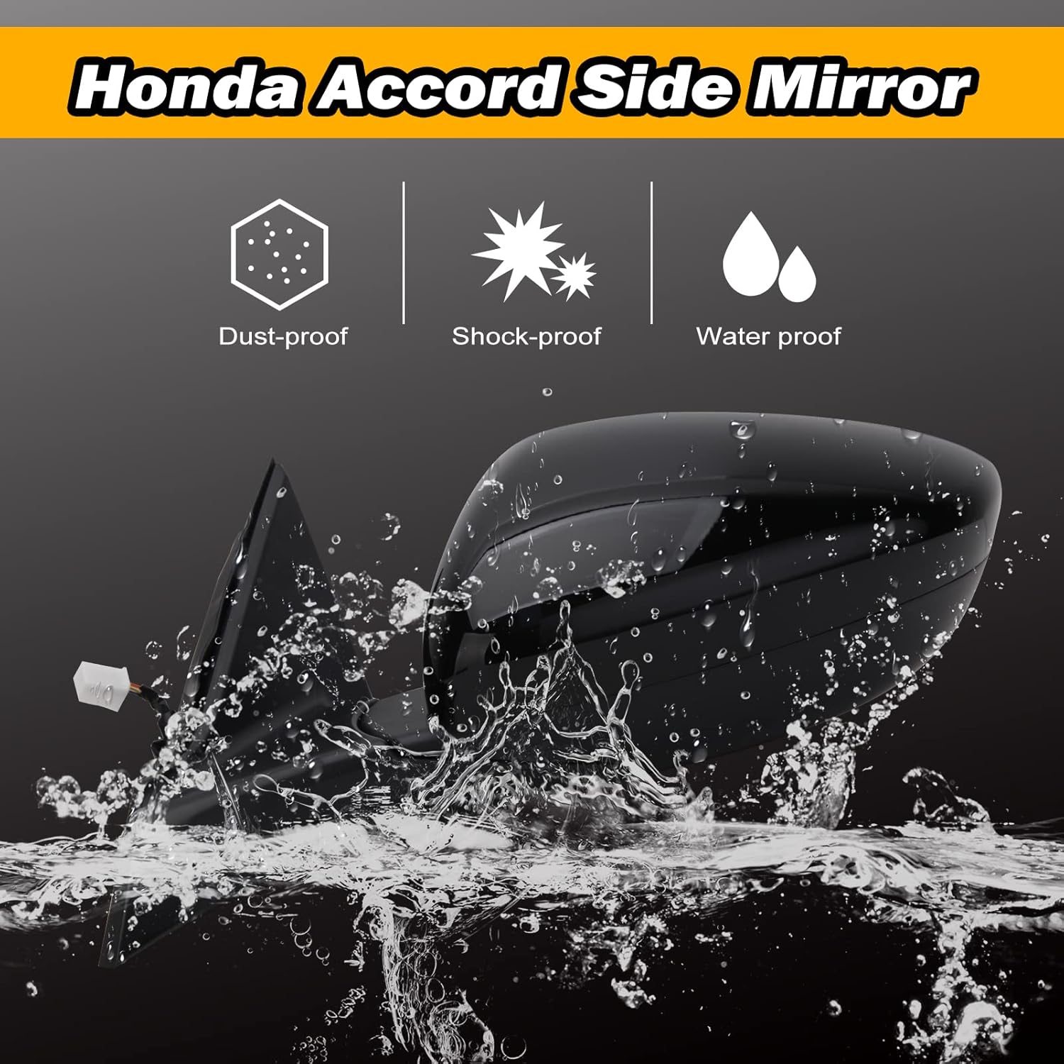 Right Passenger Side Door Mirror For 2018-2022 Honda Accord LX, Sport Mirrors with Power,Non-Heated without Turn Signal Match to Black Paint Replaces HO1321328 76208-TVA-A02 (3pin)