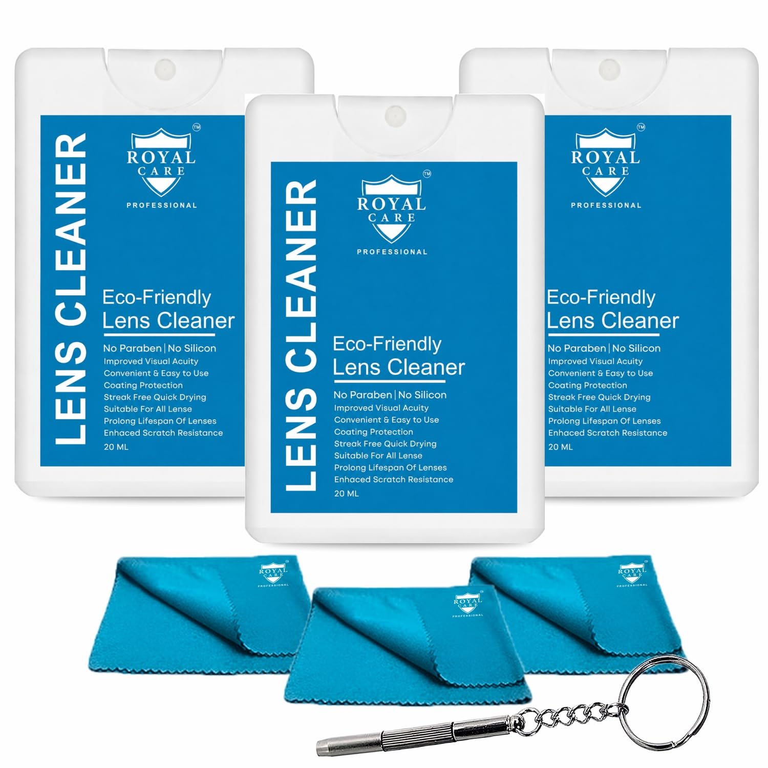 ROYAL CARE Lens Cleaner Spray Kit – 100 ml + 500 ml Refill bottles with 1 Microfiber Cloths and 1 Screw Drive – Eyeglasses, Cameras, and Lenses - Safely Cleans Fingerprints, Dust, Oil — Amazon image 15