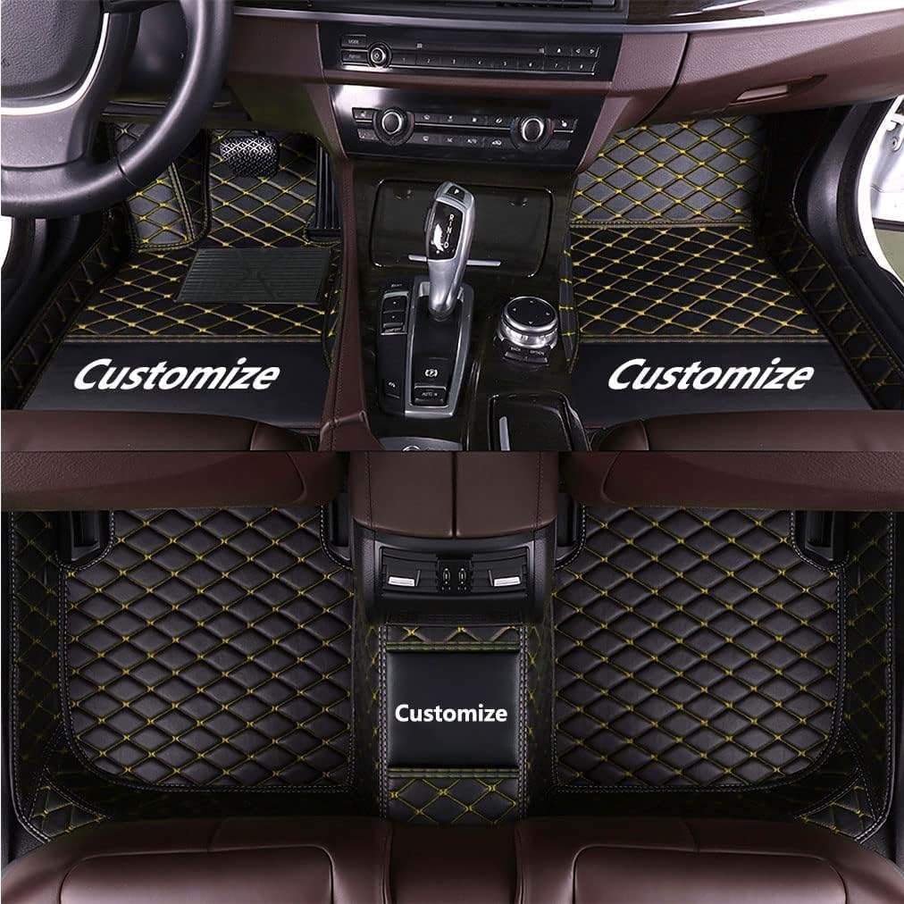 Custom Personalized Floor Mats for Cars，Luxury Full Coverage All Car Floor Mats，Anti-Slip Leather Car Mat Set ，Custom Floor Mats for 99% of Cars, Trucks & SUVs (Edge Purple, Black, Beige)