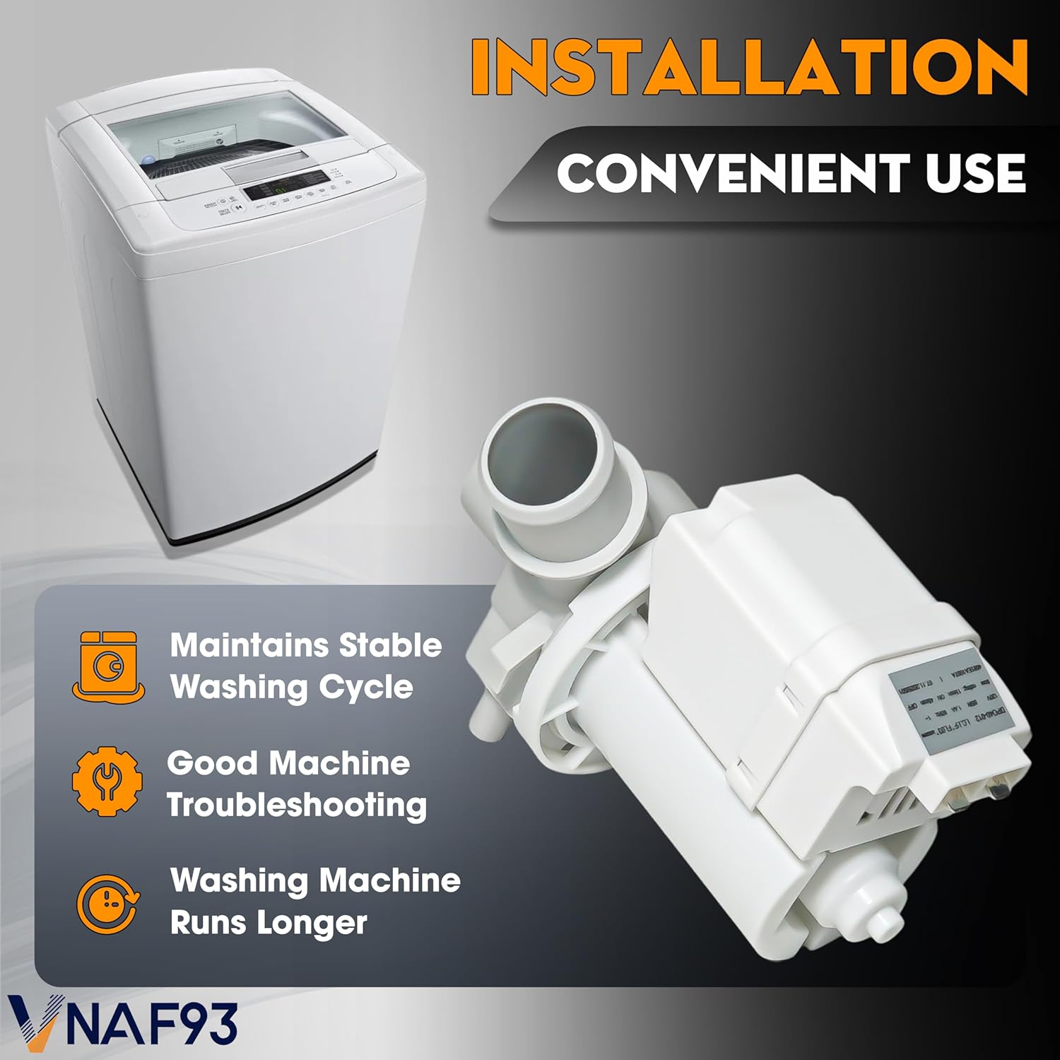 4681EA1007A DP040-012 Drain Pump Replacement for LG Kenmore, Replaces 5859EA1004F 5859EA1004P WH23X10020, Fits WT1101CW WT1201CV 79631513210