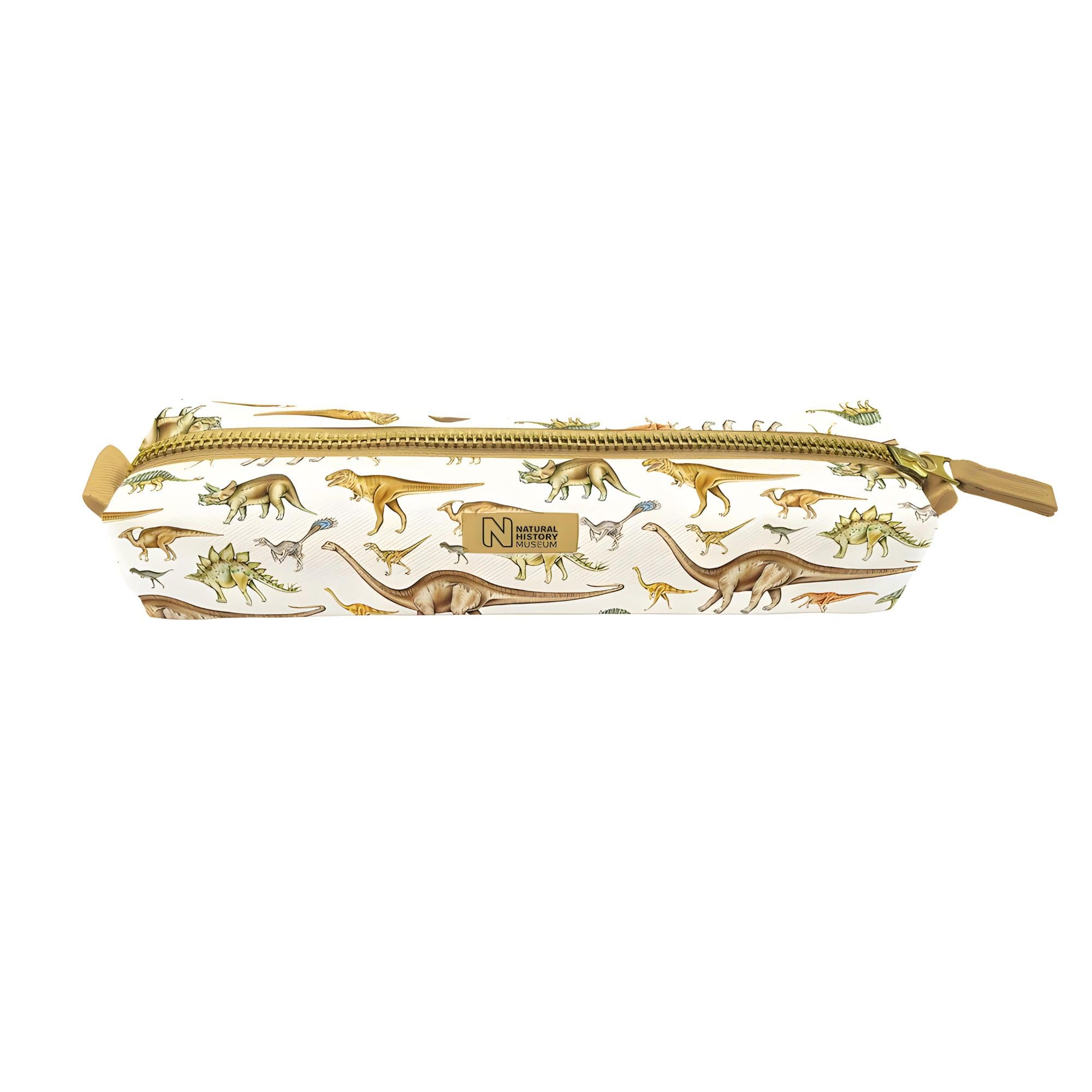 Museums & Galleries Slim Pencil Case - Dinosaurs - Natural History Museum Design - Organic Cotton - Zip Closure