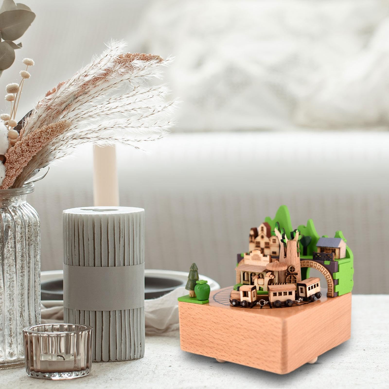 Gralara Caja Musical con Forma de Tren para Ella, Adorno de Mesa, Decoración del Hogar.