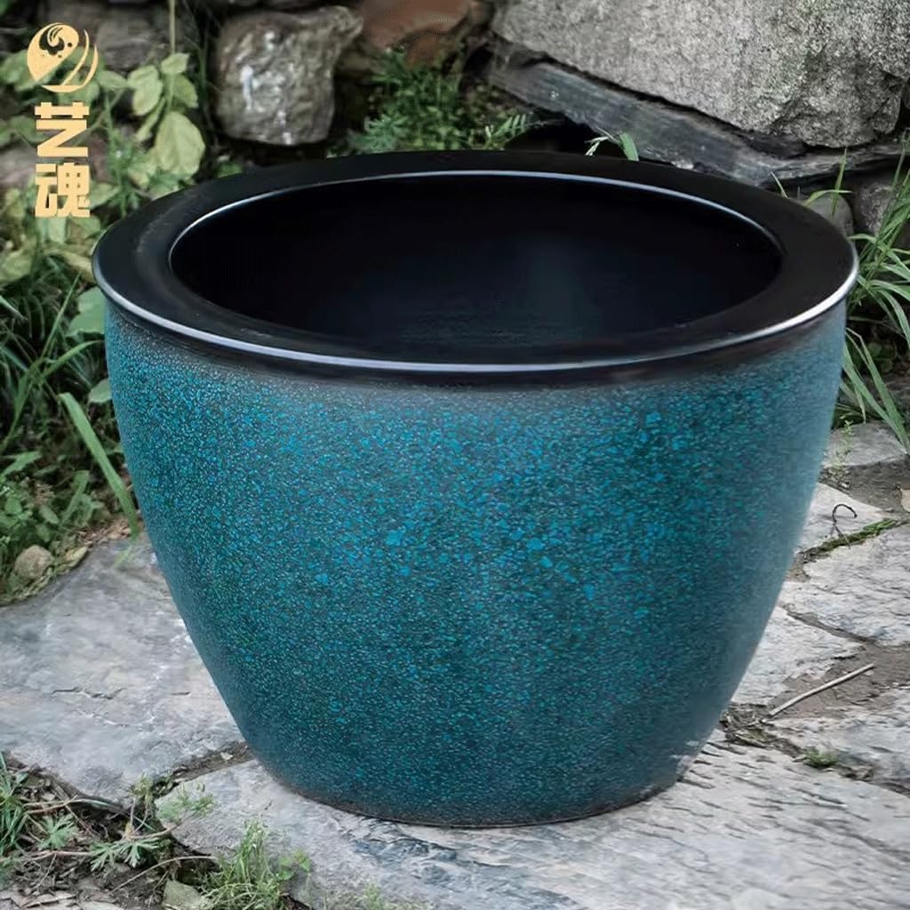 Tanque Peces Acuario Tanque de Peces cerámica for Exteriores, balcón, Estanque Dorados, Lavabo Lirio Agua, Tanque Loto, Piedra imitación, Grande for Patio, Koi | S
