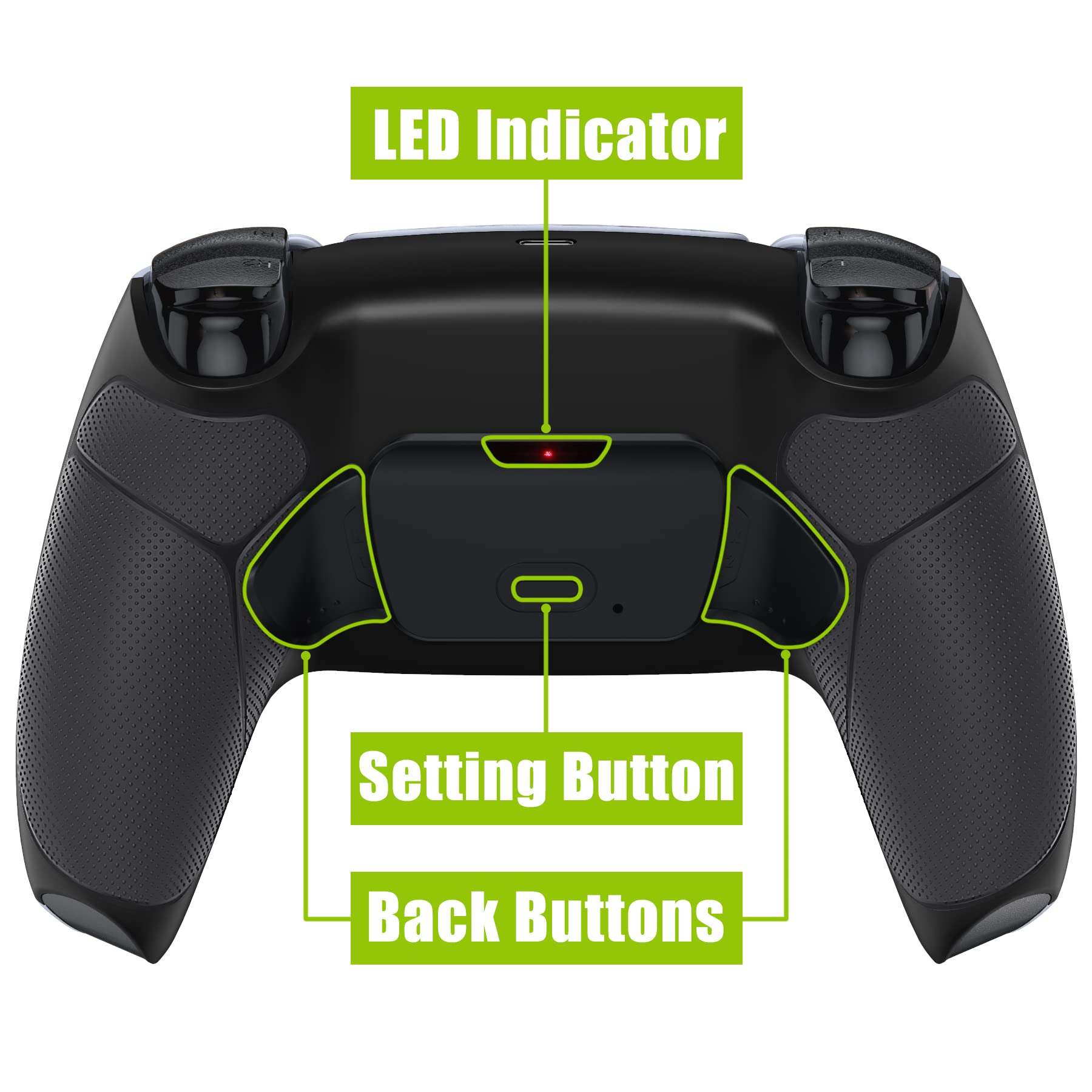 eXtremeRate Rise V3 Remap Kit Programmabile per ps5 Controller BDM-030/040/050,Tasti Aggiuntivi Palette Back Button Cover Grip Gomma Paddles Posteriori per ps5 Joystick-Nero