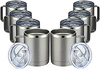 Vista 1 de MEWAY 12oz Coffee Mug With Handle 8 Pack Bulk,Stainless Steel Insulated Travel Tumblers With Sliding Lid,Double Wall Vacuum Camping Cup for Hot &