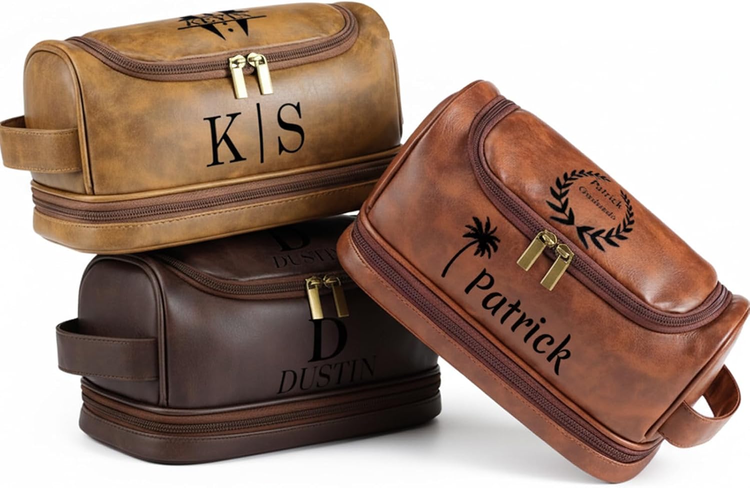 Personalized Toiletry Bag for Men Engraved Leather Mens Travel Bag Toiletry Groomsmen Gifts for Valentines Wedding day Birthday Christmas Day Gifts for Him