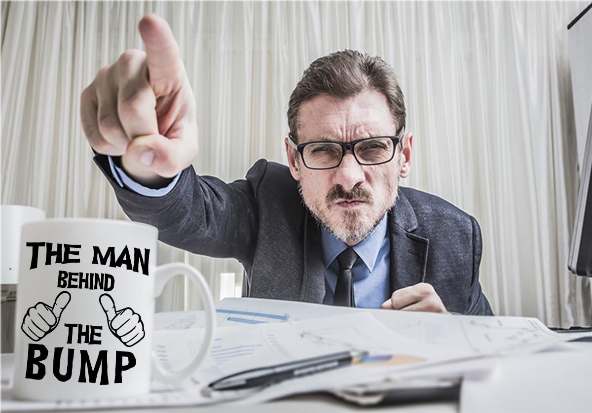 Blасk Frіdау 🔥 The Man Behind The Bump Funny Coffee Mug | Great Mug Gift for Dad to Be and Pregnant Dads, Baby on the Way | Funny 11 Ounce White Coffee Mug by Hot Ass Tees