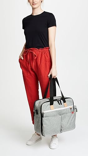 Miniatura 4 de Skip Hop Diaper Bag Iconic Duo Weekender, Extra Large Capacity with Changing Pad & Stroller Attachment, Grey Melange & Silicone Pacifier Holder,