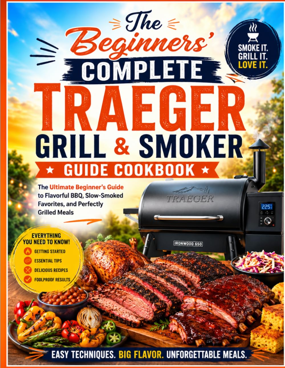The Beginners' Complete Traeger Grill & Smoker Guide Cookbook: The Ultimate Beginner's Guide to Flavorful BBQ, Slow-Smoked Favorites, and Perfectly Grilled Meals