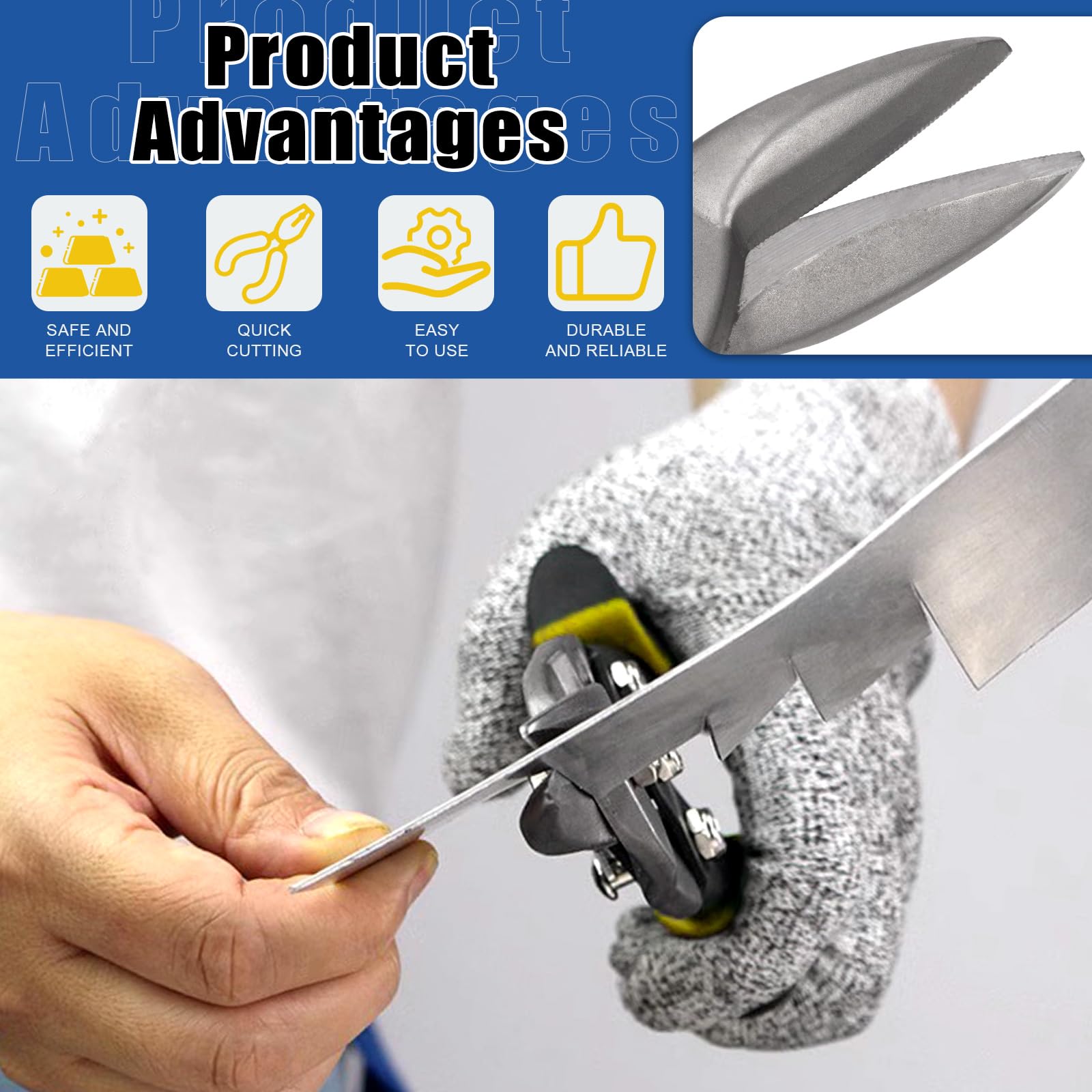 Glarks 1 pz 255mm/10 '' Aviation Tin Snip, Taglio Lungo Straight Aviation Snip Tin Taglio Forbici Taglio Straight Metal Forbici Aviation Snips per Taglio Foglio di Metallo, Materiale Duro, Qualità Ind