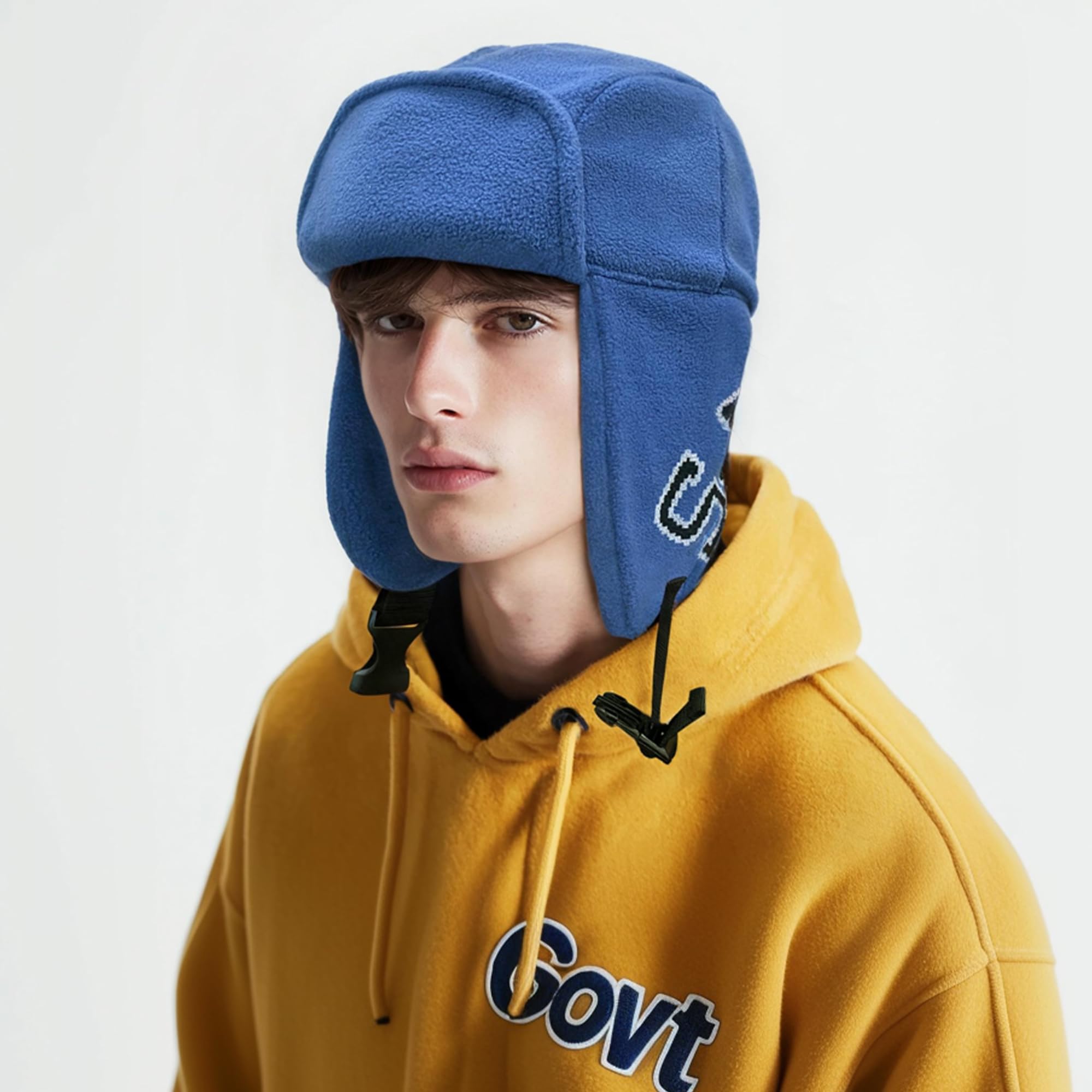 Cappello Invernale, Cappello da Cacciatore in Pile, Cappello Aviatore Caldo, Cappelli Invernali con paraorecchie, Russo(PL2402Blue)