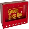Brady Wall-Mount Group Lock Box for Lockout/Tagout, Small, 7" Height, 8" Width, 2-1/4" Depth,105714,Red