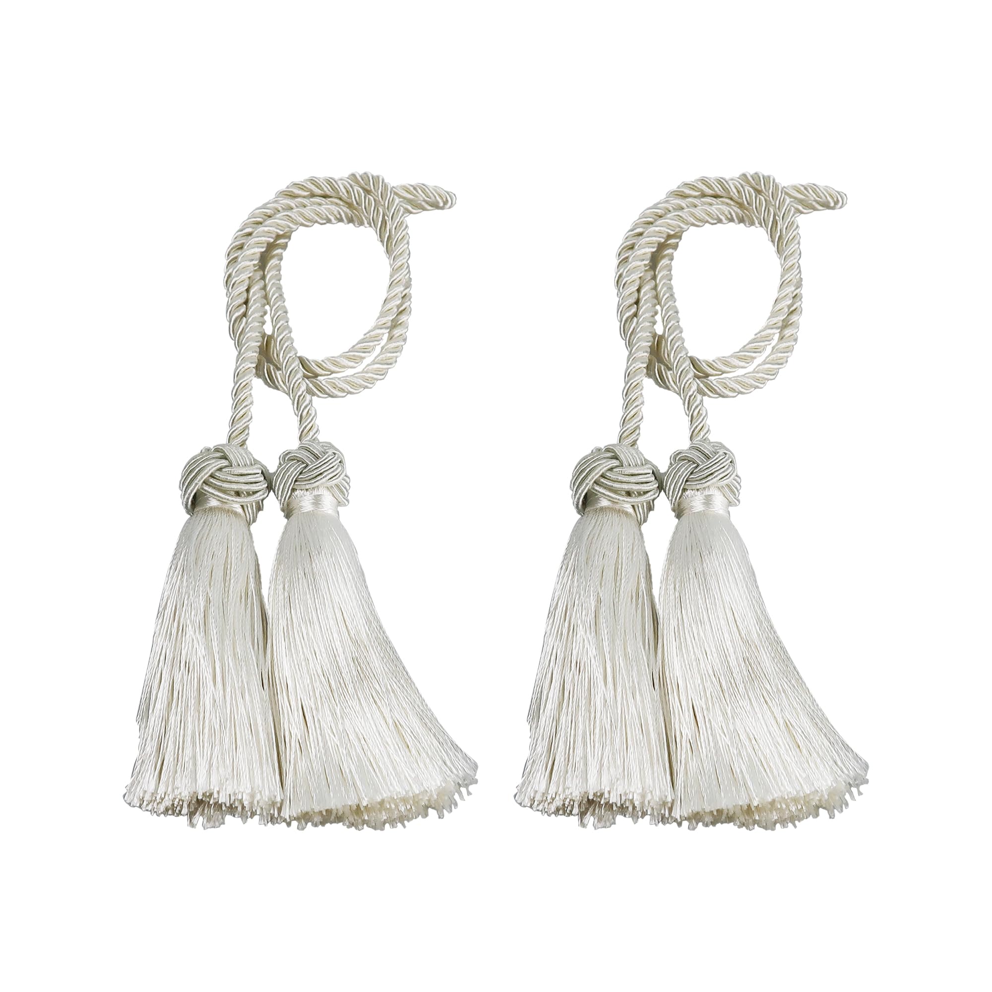 pson A Pair Double Tassel Curtain Tiebacks, Decorative Handmade Braided Rope for Curtain, Bedroom, Bathroom, Office (Beige)