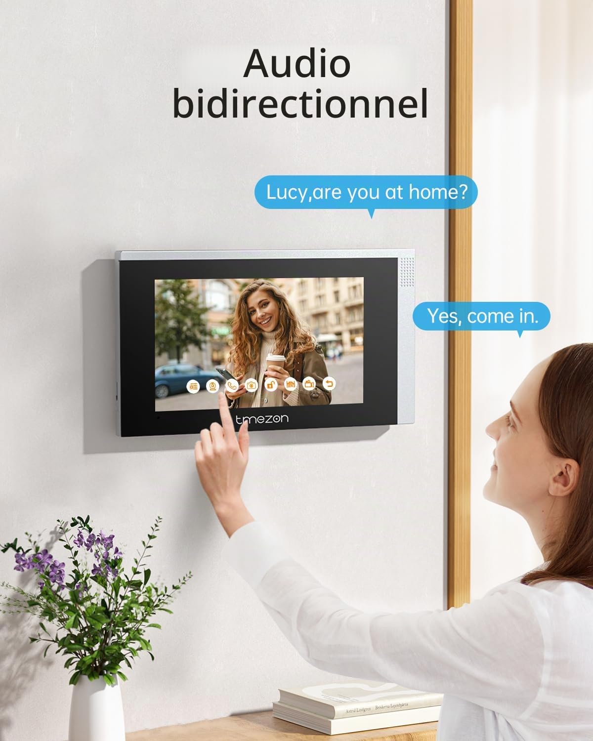 TMEZON Visiophone Filaire Connecté à 4 Fils, Interphone Vidéo IP WiFi avec 7'' écran Tactile,1080P Sonnette Portier, Unlock à Distance Via APP/RFID Cartes,Détection de Mouvement,2 Familles