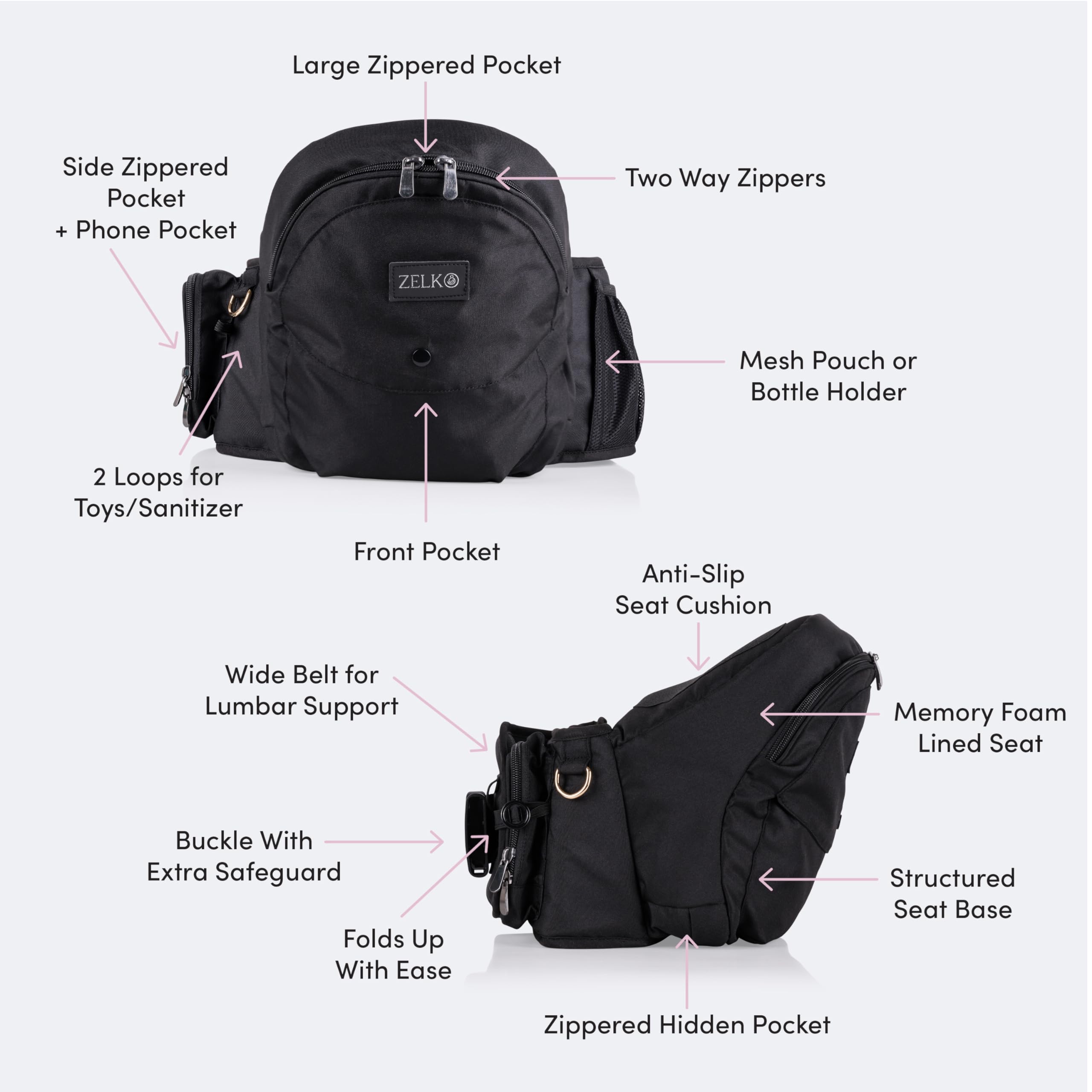 ZELKO Baby Hip Carrier - CPC-Certified Baby Hip Seat Carrier