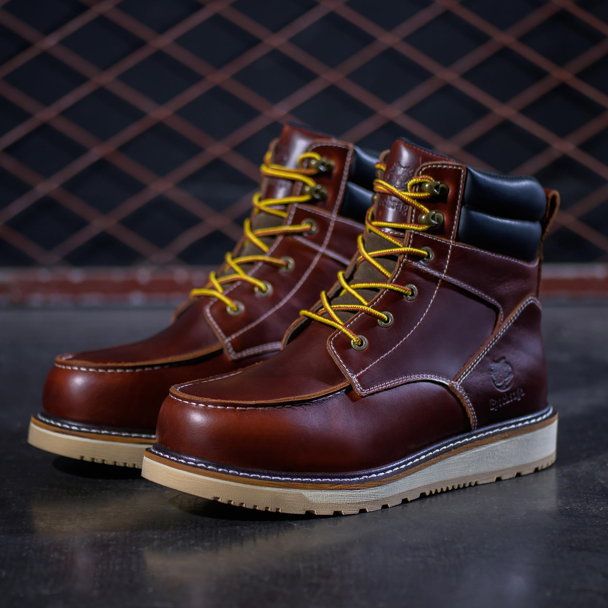 Impermeabile Morbido Moc Toe Moda Industiral & Construction Stivali da Lavoro 6 '' Marrone/Nero