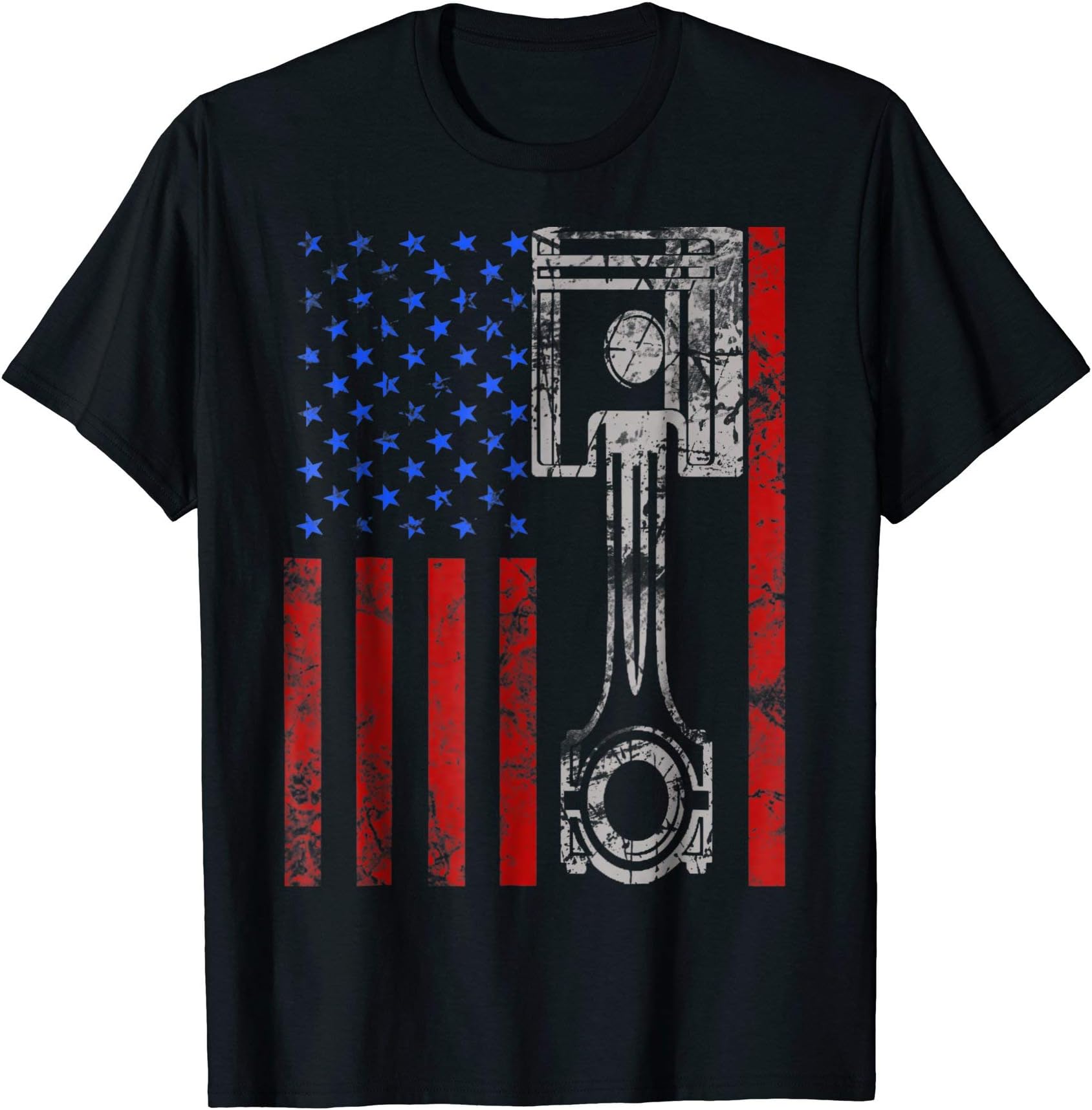 American Flag Piston Vintage TeeAmerican Flag Piston Muscle Car Patriotic Vintage T-Shirt