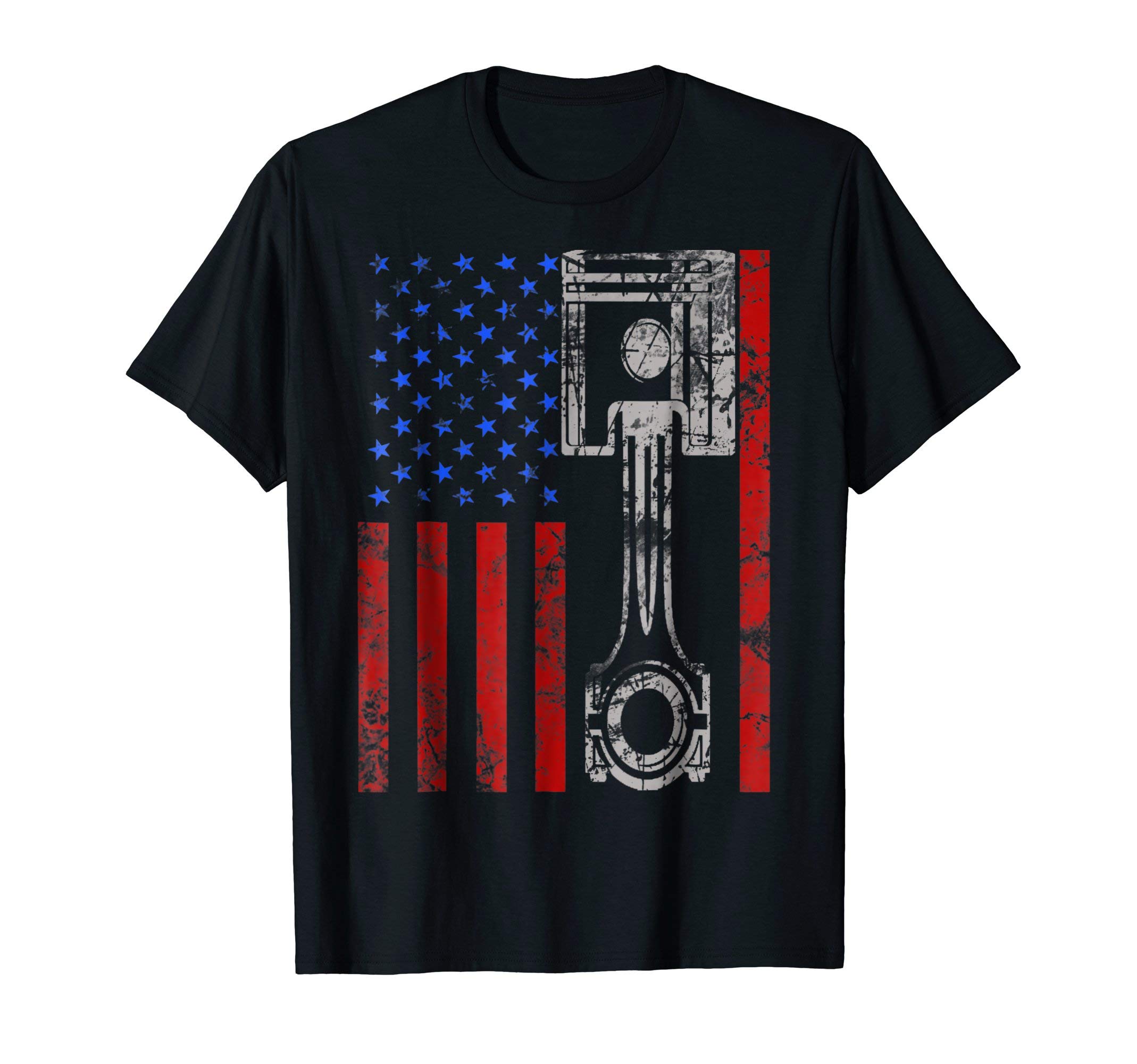 American Flag Piston Vintage TeeAmerican Flag Piston Muscle Car Patriotic Vintage T-Shirt