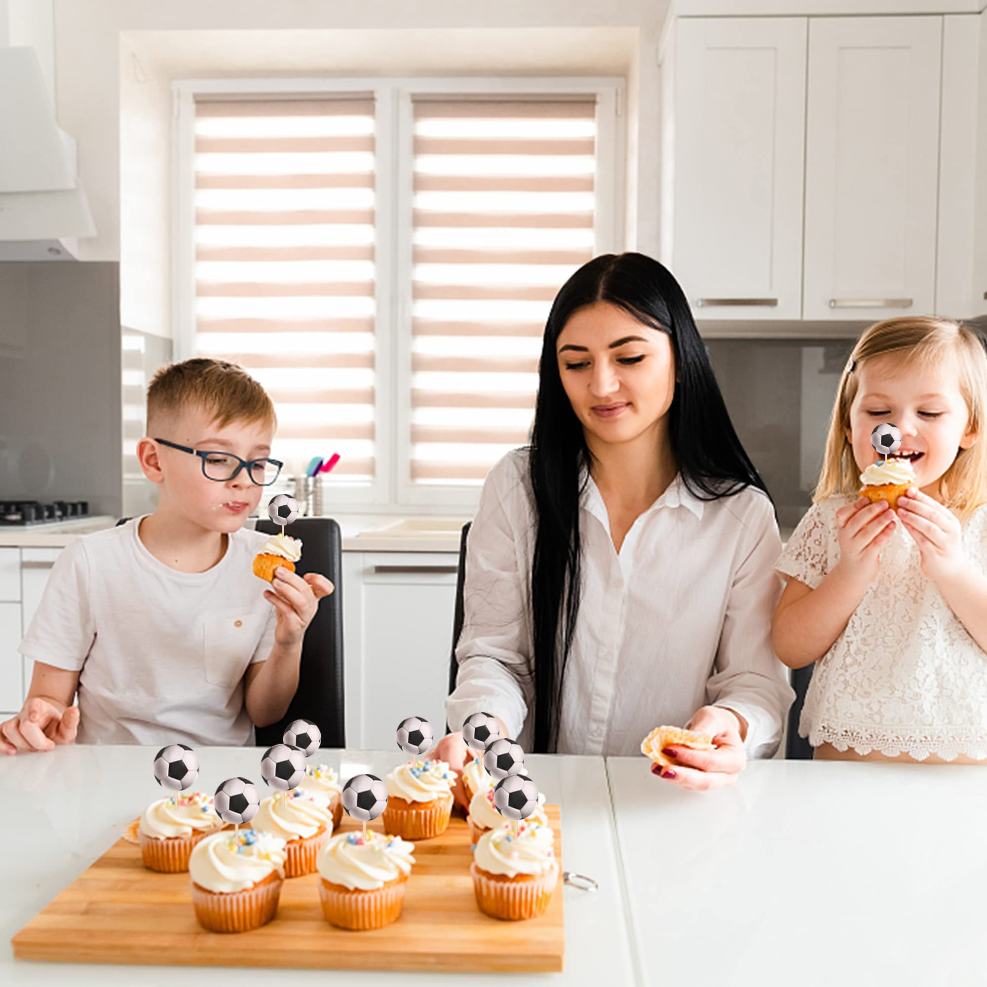 24pcs Décorations De Cupcakes De Football, Paillettes Décoration Gâteau Football Thème De Football Décoration Gâteau Sport Pour Anniversaire Fête