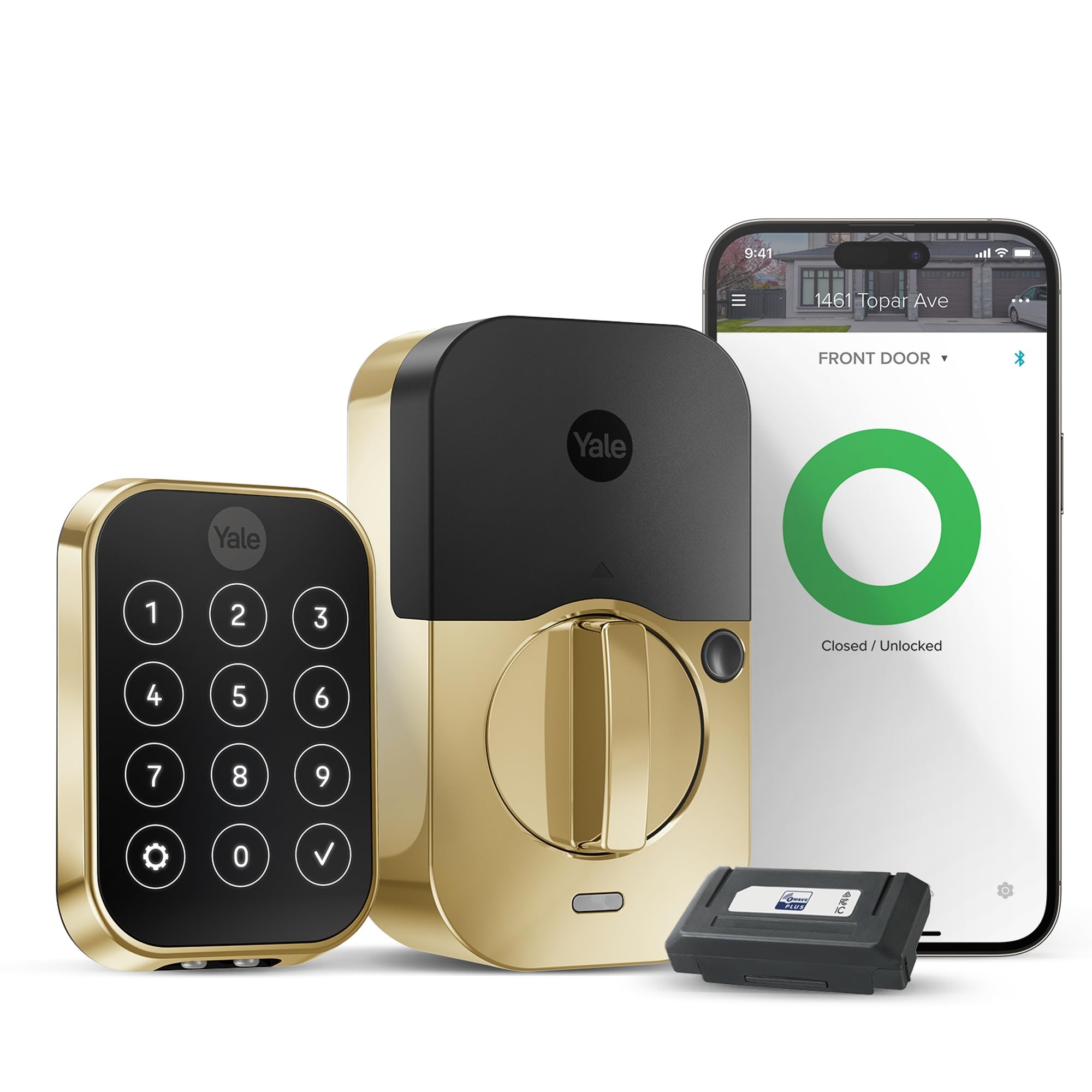 Yale Assure Lock 2 Deadbolt, Lifetime Brass Key-Free Smart Lock with Z-Wave Connected Touchscreen Keypad for Code Entry, YRD450-ZW2-P05