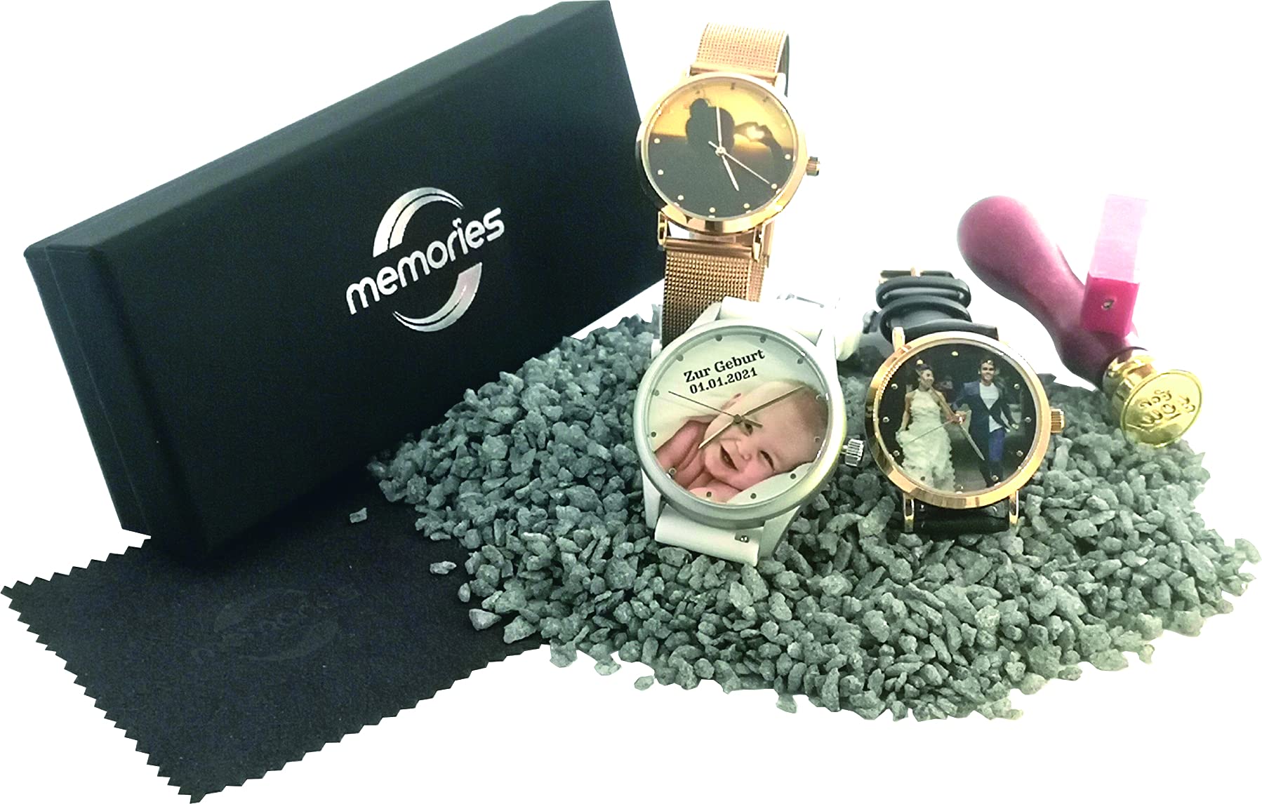 Memories - Reloj de pulsera personalizado con tu foto, reloj de oro rosa para amigos y familia, fabricado en Alemania