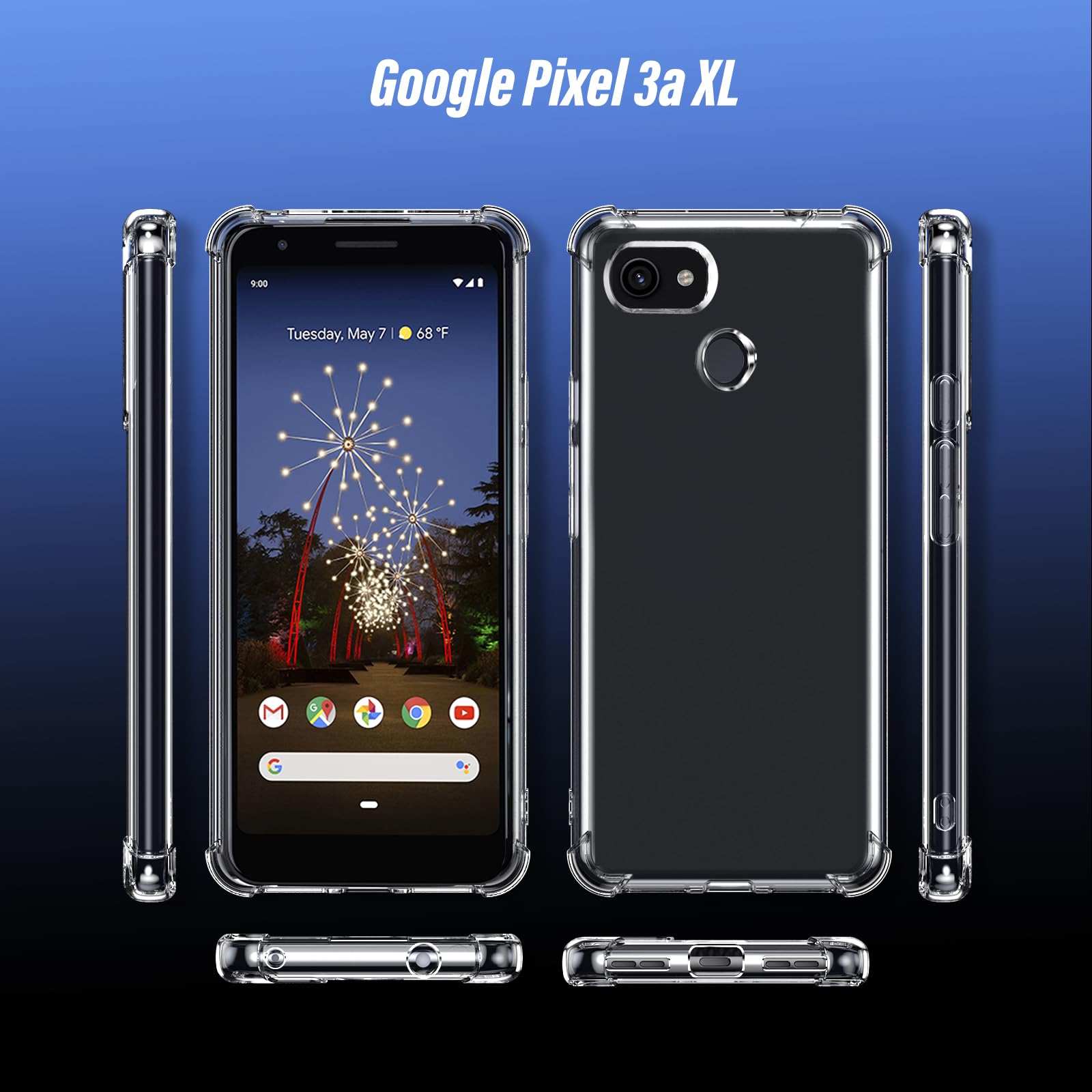 Case for Google Pixel 3A XL Phone case, with 1 Piece Screen Protector, TPU Bumper Shockproof Silicone Fullbody Protective Case Cover for Google Pixel 3A XL, Transparent