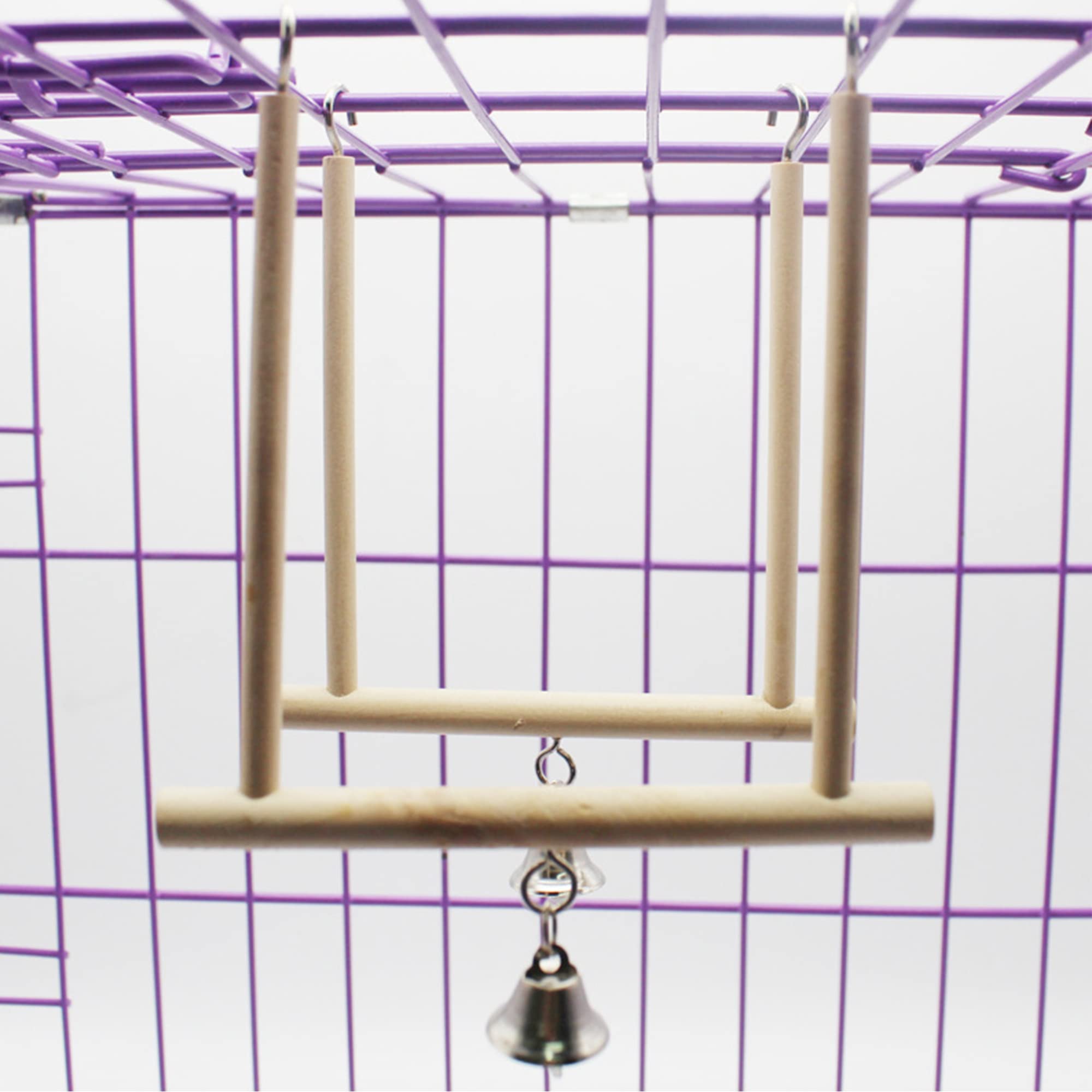 CINY 2 Pz Giocattoli Per Uccelli Altalene In Legno Massello Naturale Stand Gabbie Per Uccelli Accessori, Giocattolo Da Appendere Altalena Per Animali Domestici Con Campana Imita Habitat Naturale