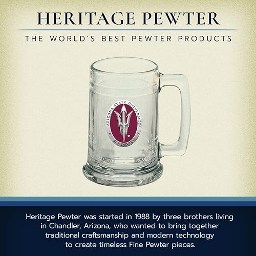 Miniatura 5 de Vaso de cerveza del estado de Arizona  Vaso de cerveza de estilo alemán de 15 onzas  Incrustación de metal Alma Mater de peltre intrincadamente