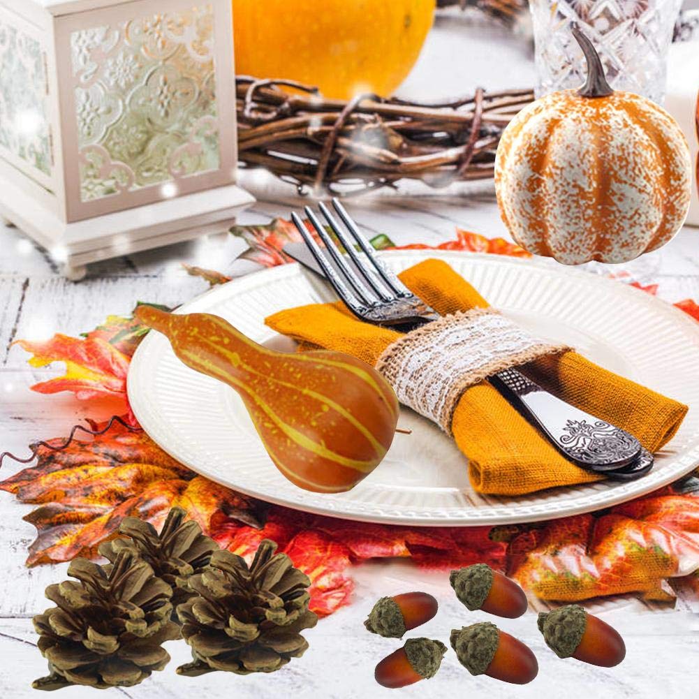 160-teiliges Herbst Deko Set - Künstliche Kürbisse, Blätter & Eicheln Für Halloween