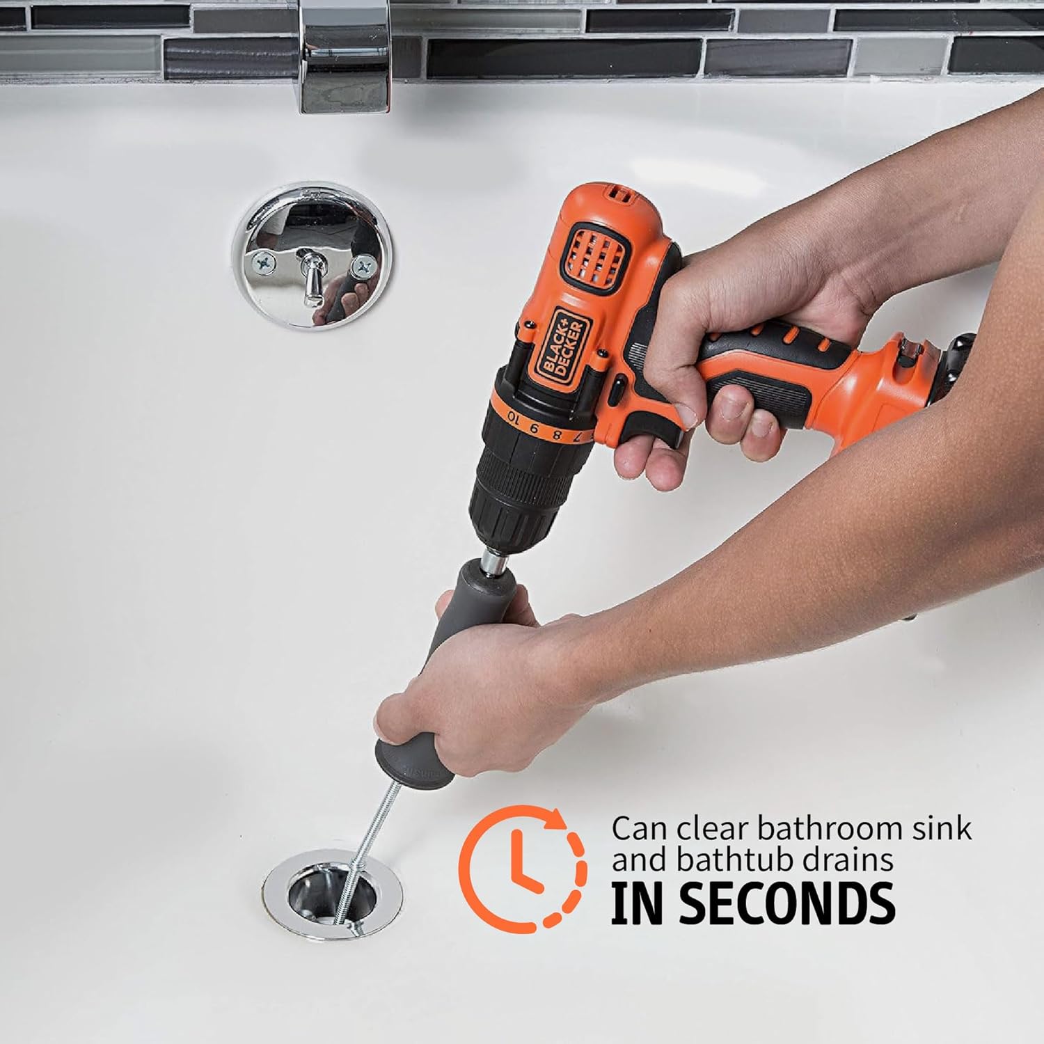 DSSNK070 Revolutionary Tub and Sink Snake Auger Clog Remover for Bathroom Drains, 42 Inch, Stainless