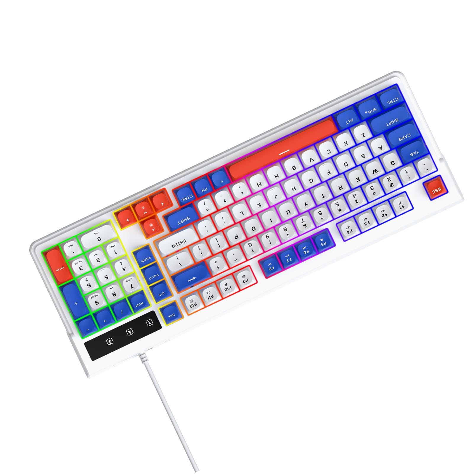 Generic Podświetlana RGB Klawiatura do Gier i Mysz Combo Kompaktowy Układ Multimedialne Klawisze Skrótów dla 98SE/ME/2000/XP/Vista/7/10, Ciche Klawisze do Laptopa Komputer Stancjonarny (Niebieski