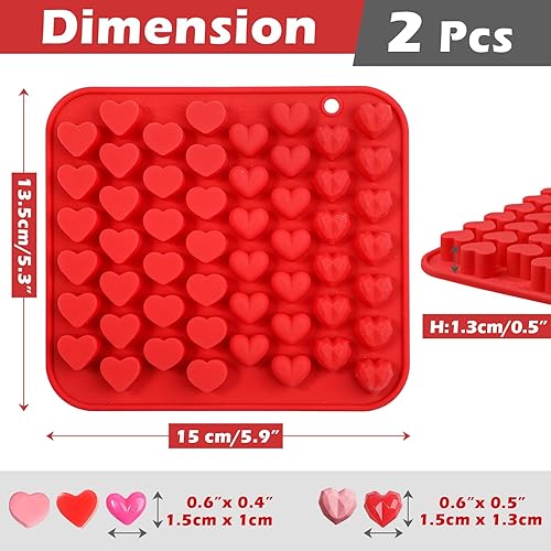 Miniatura 3 de Webake Mini moldes de corazón de silicona con 52 cavidades en forma de corazón para chocolate, gomitas, dulces, cera derretida, cubitos de hielo,