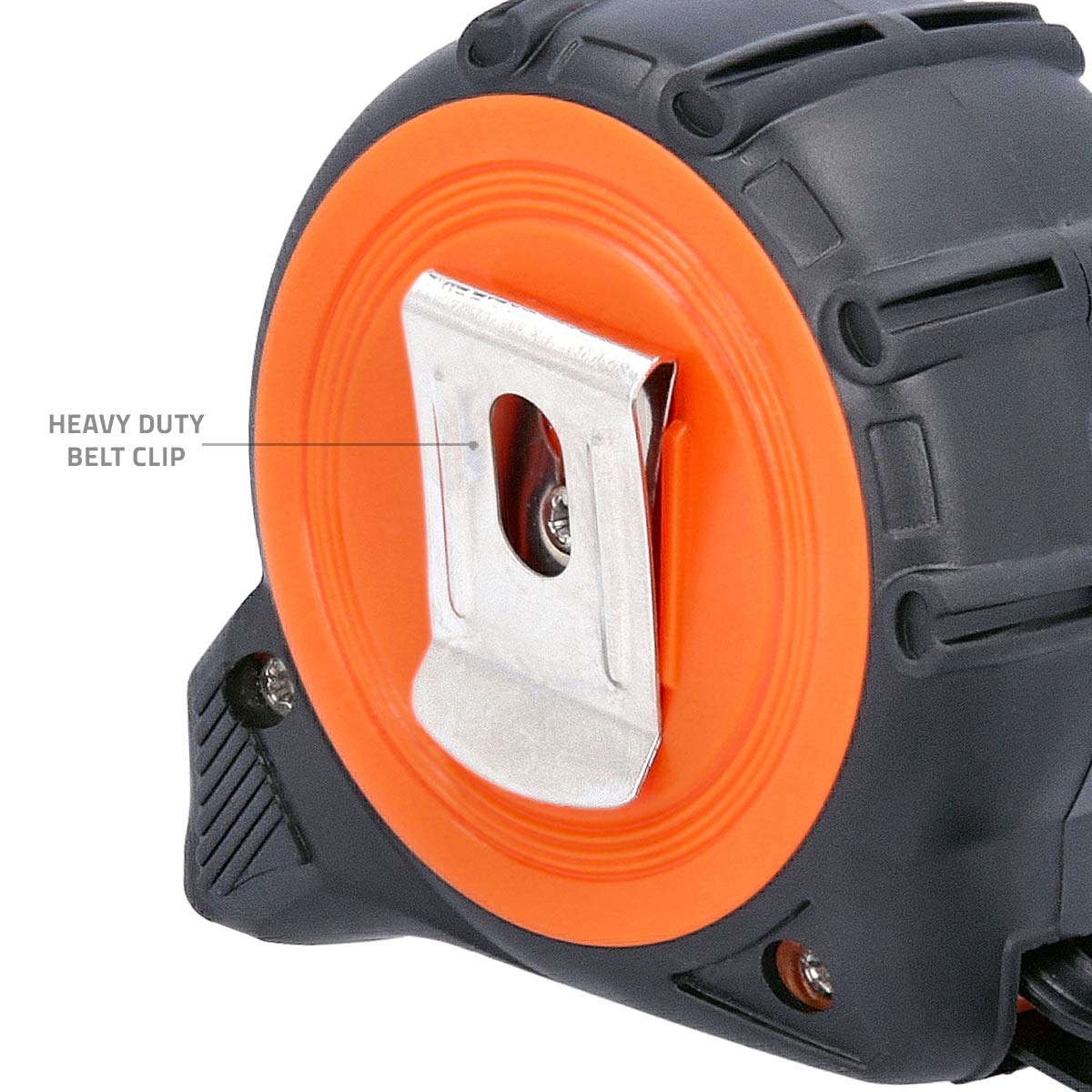 Wellcut Mètre ruban professionnel rétractable - Mètre ruban magnétique - 5 m - 25 mm de large - Système Multifix - Clip de ceinture en métal - Noir/orange