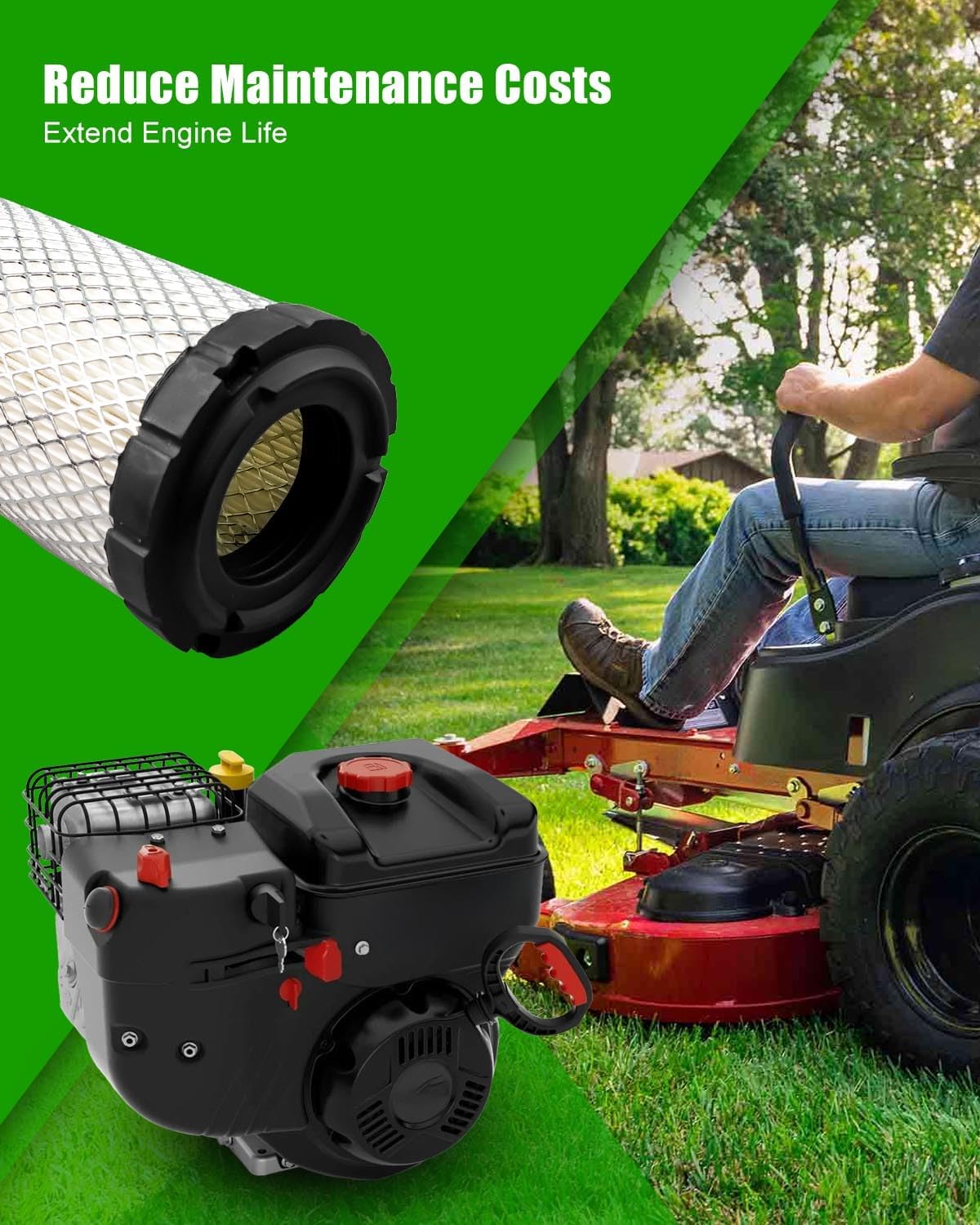 Air Cleaner Primary Filter Assembly Replace G042545 P535396 P822686 Compatible with Briggs & Stratton Toro Kawasaki, Automotive Replacement Engine Air Cleaner Housings