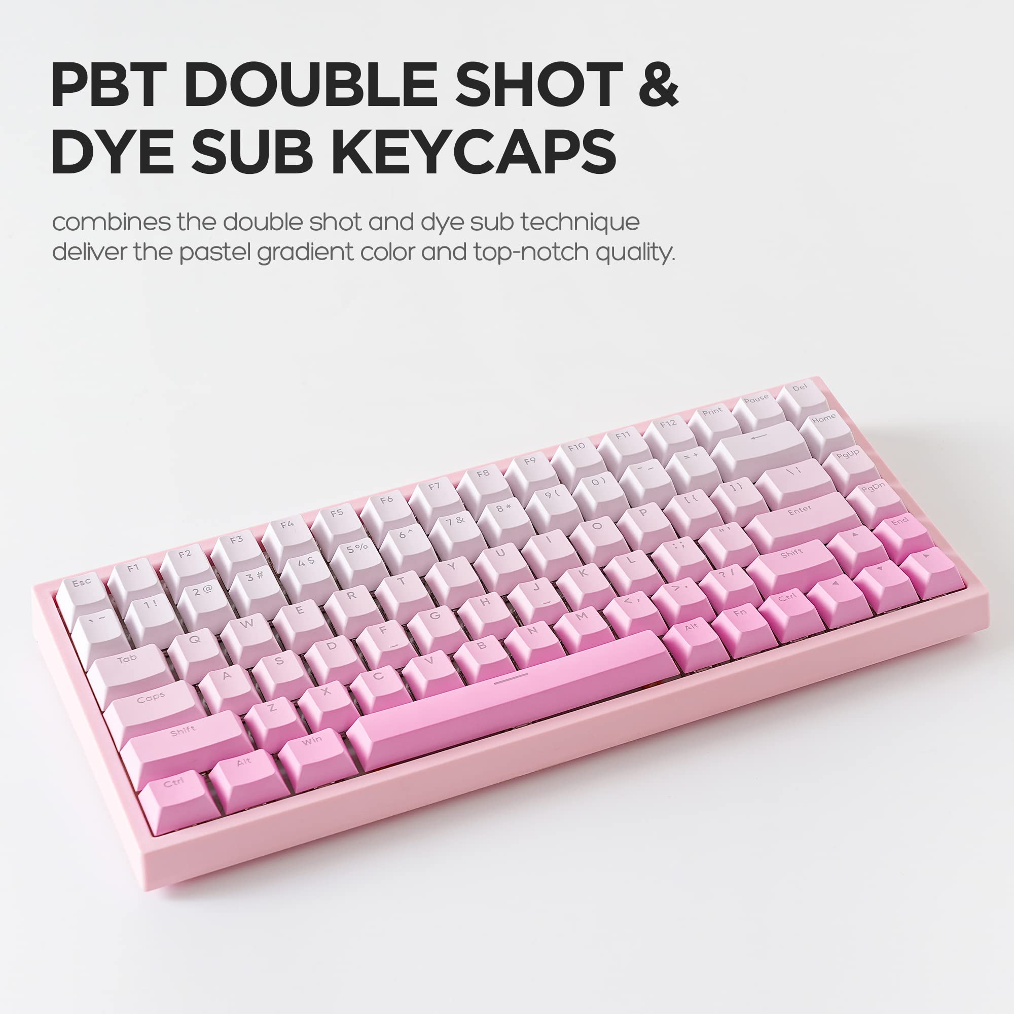 YUNZII Sakura Kitty Dye Sub Keycaps,120 Pudding Keycaps,Sublimation,PBT Custom Keycaps with Key Puller for MX Switches by Cherry,Gateron, Mechanical Gaming Keyboard