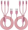 IDISON Multi Charging Cable 2 Pack 4FT, 3 in 1 Charging Cable Nylon Braided USB Universal Fast Charging Cable Type CMicroIP Port For Most Mobile Phones