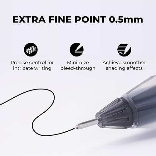 Miniatura 3 de Paquete de 12 bolígrafos de gel negro, punta extrafina de 0.020 in, bolígrafos de tinta líquida, estilo japonés para diario, oficina, suministros de