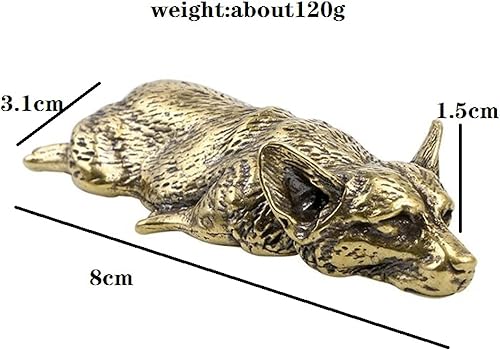 Miniatura 2 de AOBRICON Estatuillas miniatura de cachorro de Corgi galés de cobre puro de latón animal perro ornamento de escritorio decoración pisapapeles té