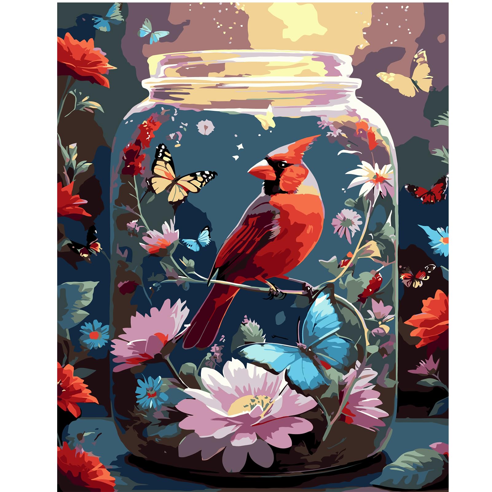 JATOK Paint by Numbers Kits for Adults, Painting Kits for Beginners On Clear Symbols Colored Canvas, Easy DIY Acrylic Pigment Drawing Paintwork for Home Wall Decor, 16x20in Frameless, Bird