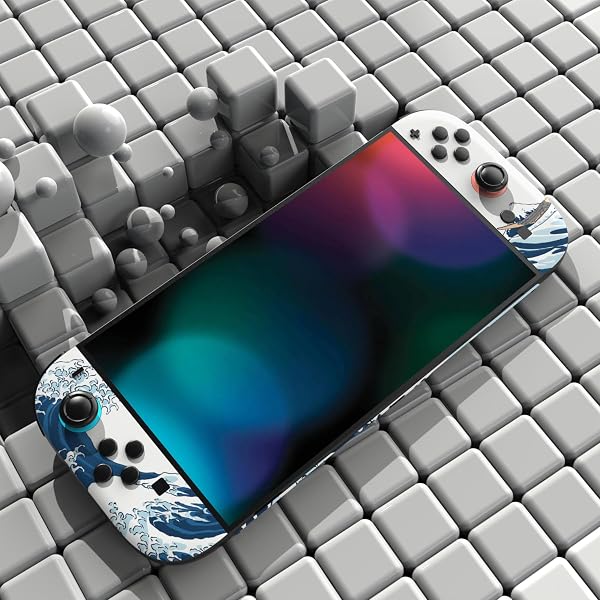 PlayVital Full Set Protective Skins for Nintendo Switch 2 Console & Joycon, Customized Vinyl Decal Wrap Sticker for Nintendo Switch 2 & Dock & Hand Grips - The Great Wave off Kanagawa - 5