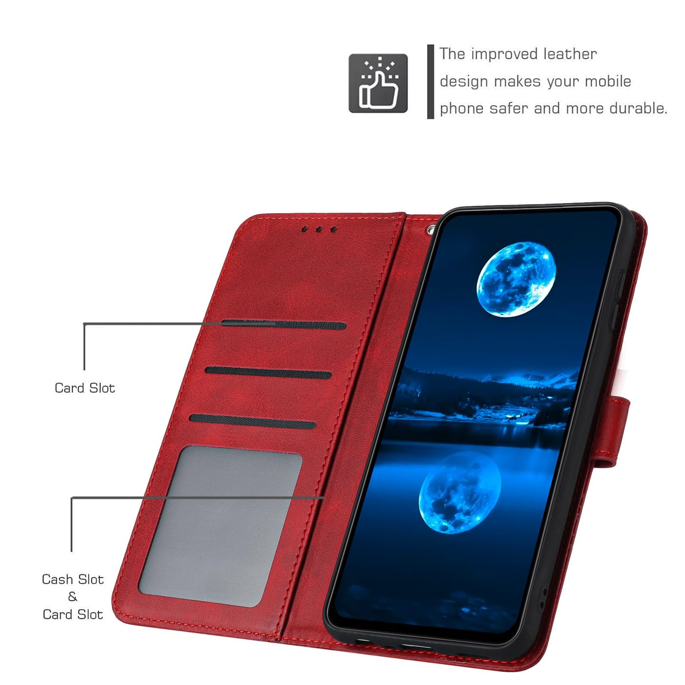 GOKEN Cover per Oppo Reno 12F 5G / Reno 12 FS - Portafoglio in Pelle Sintetica con Calamita
